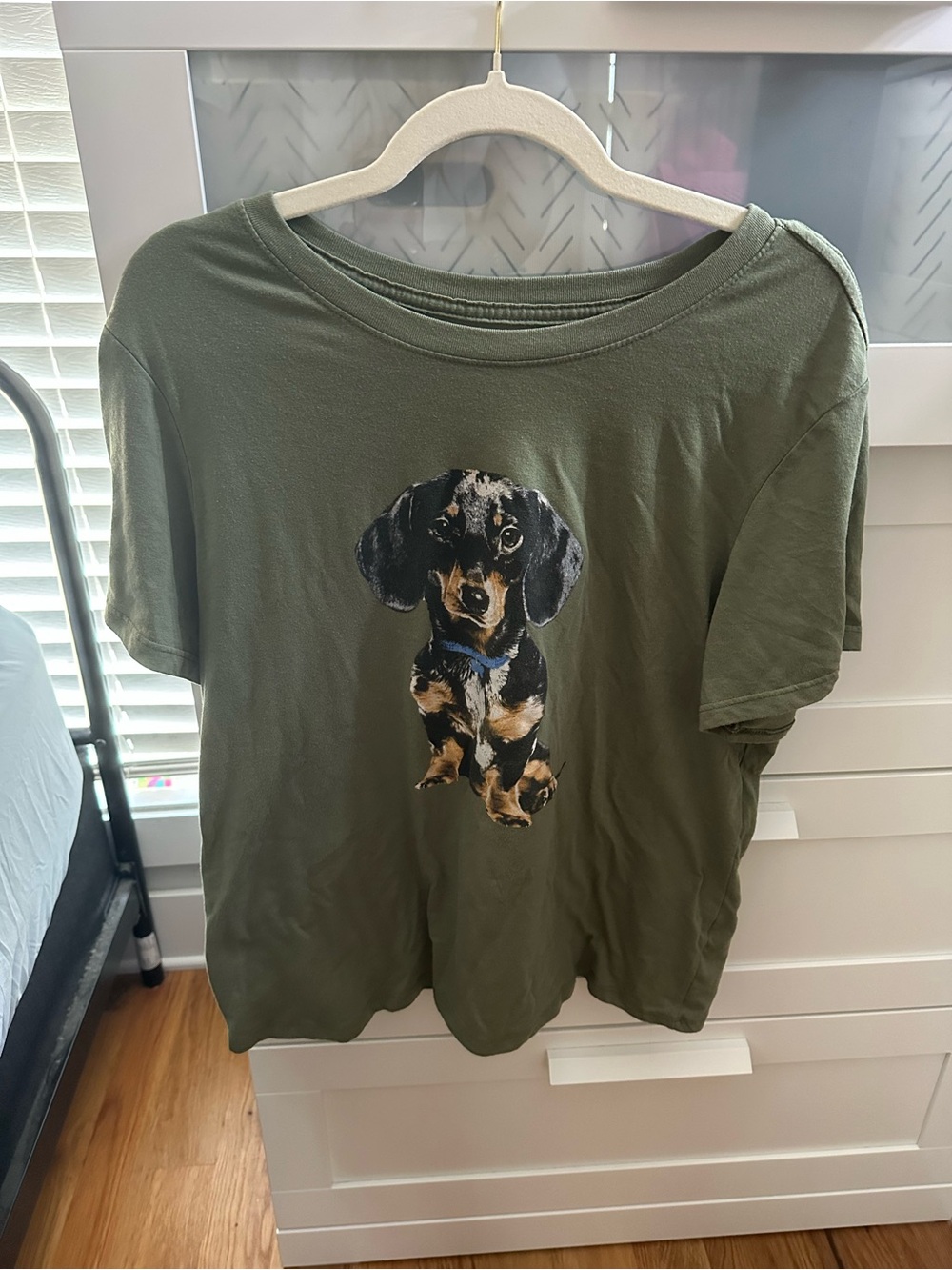 Zoe + Liv Olive Green Dachshund Graphic Short Sleeve Tee